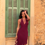 Paloma Plunge Midi Dress - Merlot